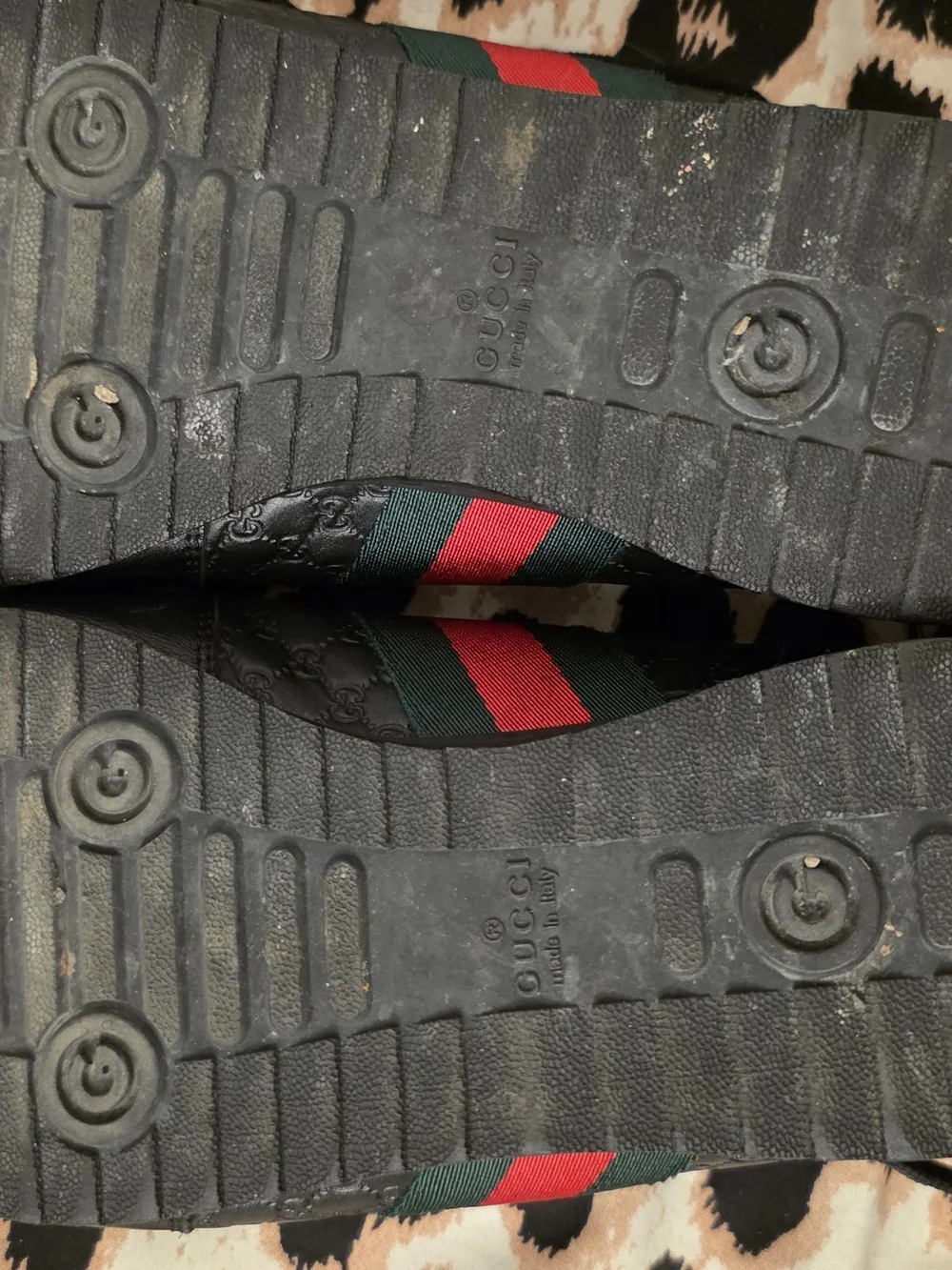 Gucci Black Leather Men's Sneakers with Red & Green Web Stripe